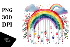 Colorful Rainbow with Hearts PNG Product Image 1