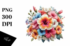 Colorful Hibiscus Bouquet | Sublimation Clipart Product Image 3