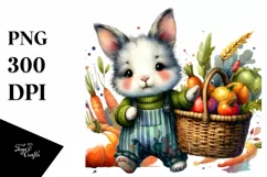 Colorful Autumn Rabbit with Basket | Sublimation | PNG Product Image 3