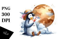Penguin with Cocktail PNG Product Image 1