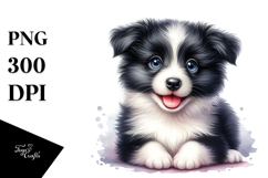 Watercolor Baby Border Collie Cartoon, Transparent PNG Product Image 1