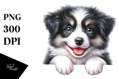 Watercolor Baby Border Collie Cartoon, Transparent PNG Product Image 1