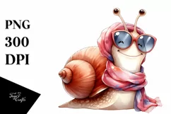 Washed Watercolor Funny Cute Snail with Silk Scarf | Product Image 1