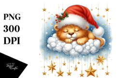 Cute Baby Lion Sleeping on Cloud | Clipart Product Image 1