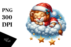 Cute Baby Lion Sleeping on Cloud | Clipart Product Image 1