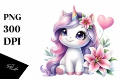 Smiling Babyunicorn Lily | Sublimation | Clipart Product Image 1