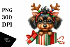 Baby Dachshund in Gift Box, PNG Product Image 1