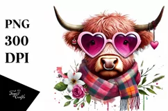 Colorful Highland Cow PNG Product Image 1