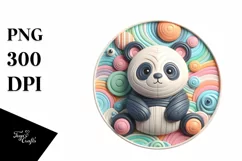 Colorful Panda 3D Round Ornament, Transparent PNG Product Image 1
