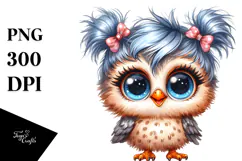 Cute Owl with Cool Haircut PNG Product Image 1