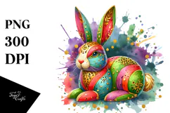 Colorful Wooden Bunny PNG Product Image 1