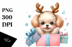 Expressive Baby Watercolor Poodle, Pastel Colors PNG Product Image 1
