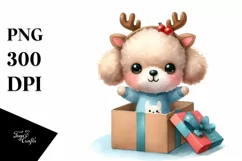 Expressive Baby Watercolor Poodle, Pastel Colors PNG Product Image 1