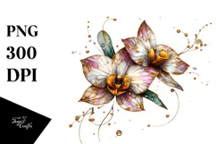 Shiny Orchid with Golden Inserts, Transparent PNG Product Image 1