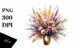 Colorful Bouquet with Heather | Sublimation | Clipart Product Image 1