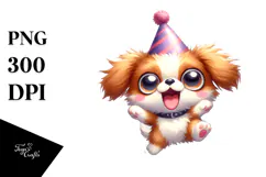 Ridiculously Cute Dog with Party Hat PNG Product Image 1