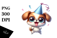 Whimsical Dog with Party Hat PNG Product Image 1