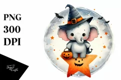 Cute Baby Elephant on Halloween Retro PNG Product Image 3