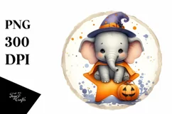 Cute Baby Elephant, Halloween Theme, PNG Product Image 1