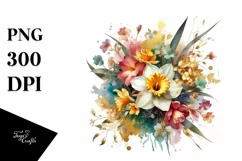 sWatercolor Colorful Abstract Bouquet with Gold Foil | Product Image 3