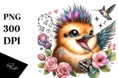 cute Baby Hummingbird with Punk Look PNG Product Image 1