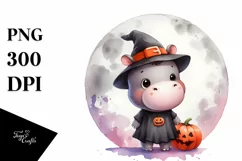 Cute Baby Hippo, Halloween Theme, PNG Product Image 3