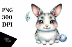 Cute Colorful Snowshoe Hare Moon Stars Clipart Product Image 3