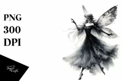 Washed Watercolor Gothic Fairy Running PNG Product Image 1