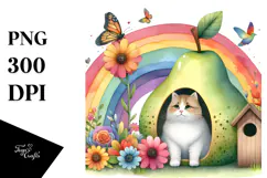 Colorful Cat House Illustration | Sublimation | Clipart. Product Image 1