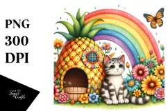 Colorful Cat House Illustration | Sublimation | Clipart. Product Image 1