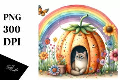 Colorful Cat House Illustration | Sublimation | Clipart. Product Image 1