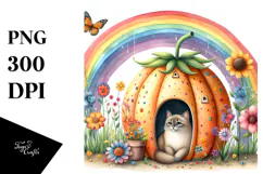 Colorful Cat House Illustration | Sublimation | Clipart. Product Image 1
