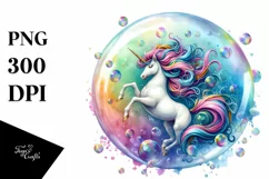 Colorful Unicorn Twirling in a Bubble | Clipart Product Image 1