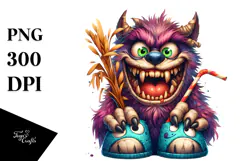 Funny Werewolf with Slippers, Transparent PNG Product Image 1