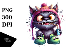 Funny Werewolf with Slippers, Transparent PNG Product Image 1