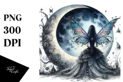 Gothic Fairy on the Moon PNG Product Image 1