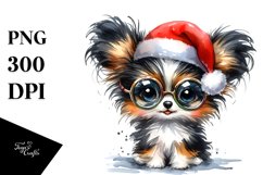 Expressive Baby Watercolor Papillon, Crazy Haircut PNG Product Image 1
