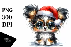 Expressive Baby Watercolor Papillon, Crazy Haircut PNG Product Image 1