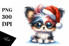 Expressive Baby Watercolor Papillon, Crazy Haircut PNG Product Image 1