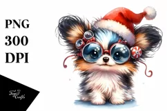 Expressive Baby Watercolor Papillon, Crazy Haircut PNG Product Image 1