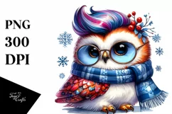 Cute Baby Owl Winter PNG Product Image 3