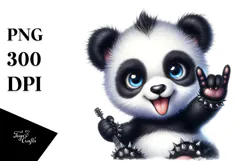 Energetic Baby Panda Watercolor PNG Product Image 1