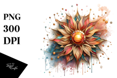 Wooden Stained Sunflower | Sublimation | Clipart Product Image 1