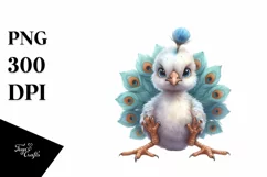 Baby Peacock Watercolor Sublimation Clipart Product Image 3
