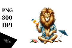 Beachwear Lion Drinking Cocktail PNG Product Image 1