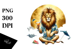 Lion with Cocktail PNG Product Image 1