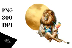 Lion with Cocktail PNG Product Image 1