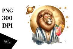 Lion with Cocktail PNG Product Image 1