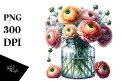 Vibrant Jar with Ranunculus | Sublimation | Clipart. Product Image 3