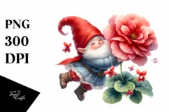 Cute Gnome with Begonia | Sublimation Clipart Product Image 3